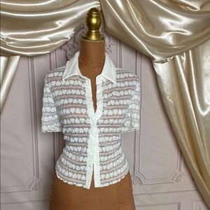Elegant White Lace Button-Up Top